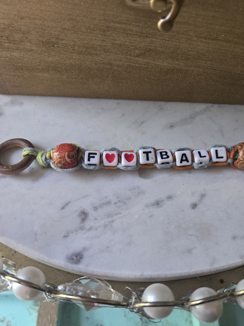 Handmade 'F❤️❤️TBALL' Beaded Keychain - Picture 3 of 4